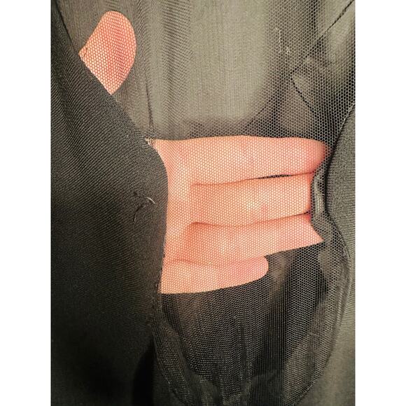 THEIA Women's Black Matte Mesh Cut Out Back Fitted Gown Maxi Dress Size 4 - Picture 15 of 16